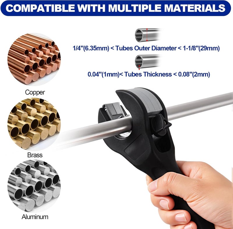 SYFLHYP 3rd Gen Ratcheting Tube Cutter in Narrow Space, Premium Pipe Cutters(1/4in to 1-1/8in) for Copper, Brass and Aluminum, Together with 3 Replacement Steel Bades, 1 Slip-free Gloves - Image 5